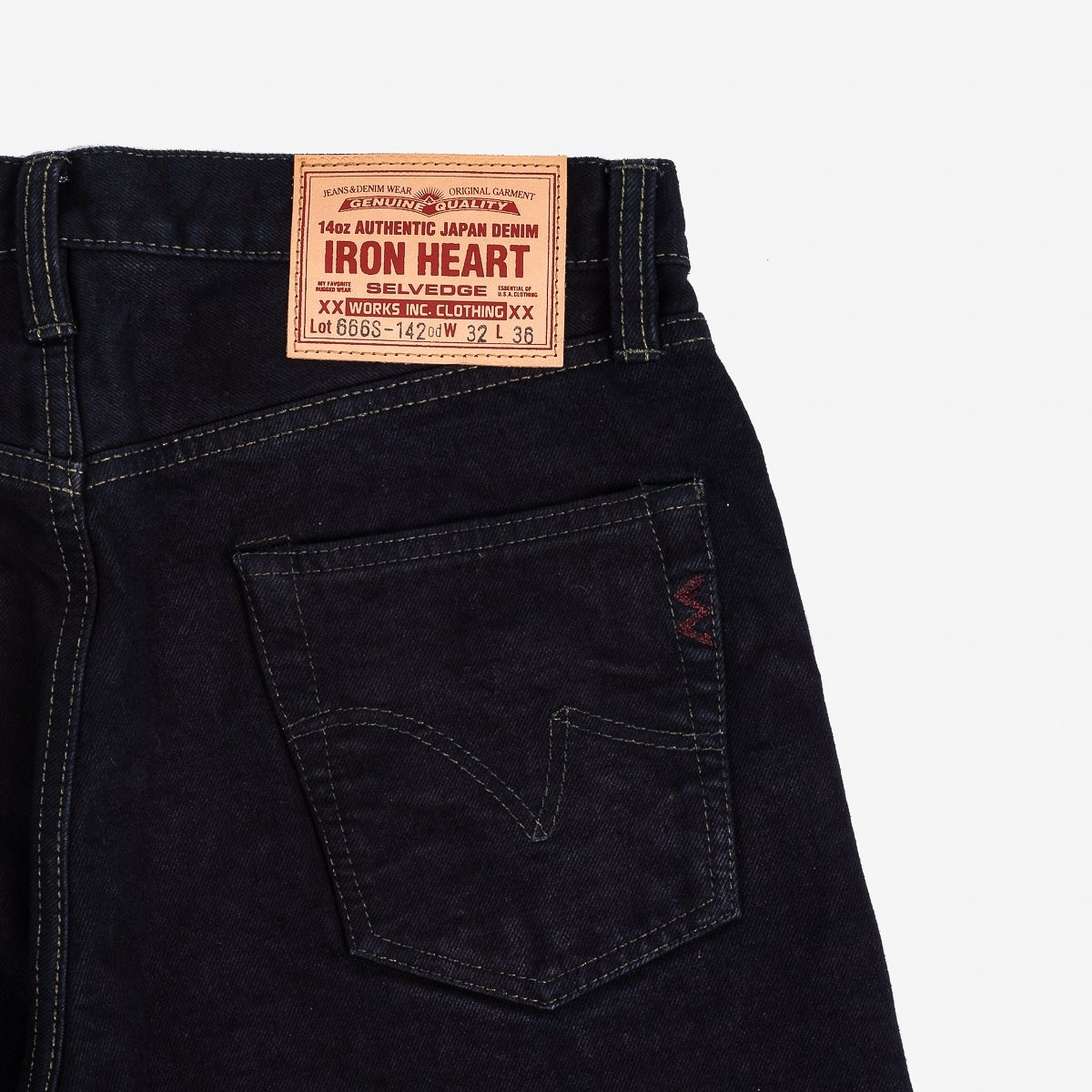 IH-666S-142od 14oz Selvedge Denim Slim Straight Cut Jeans - Indigo Overdyed Black - 7