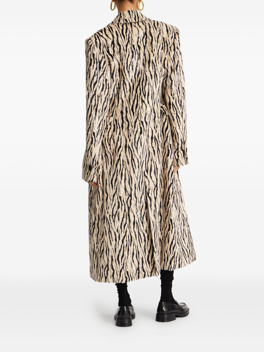 zebra-print double-breasted coat - 3