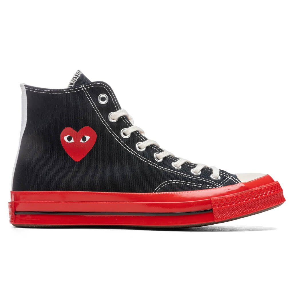 CONVERSE X COMME DES GARCONS PLAY ALL STAR CHUCK '70 HI RED SOLE - BLACK - 1