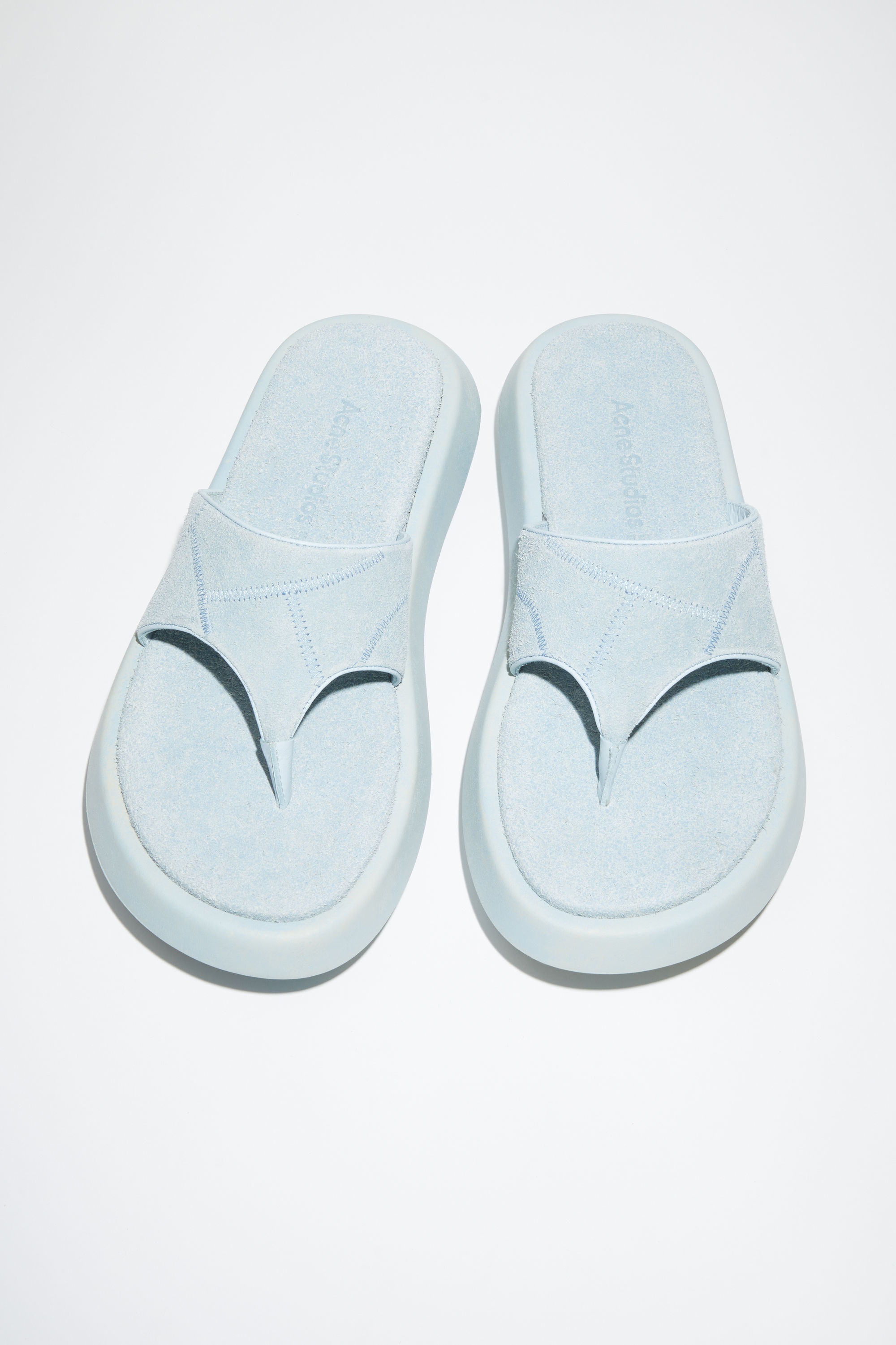 Reversed leather sandals - Blue/beige - 3
