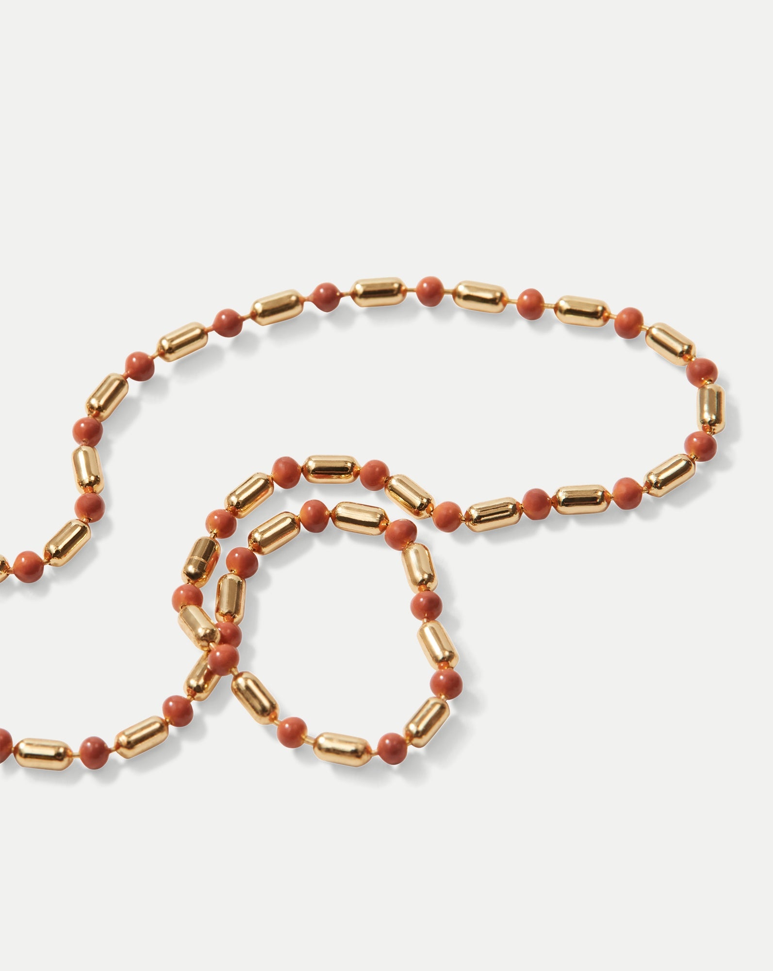 LONG ENAMEL BEAD CHAIN NECKLACE - 5
