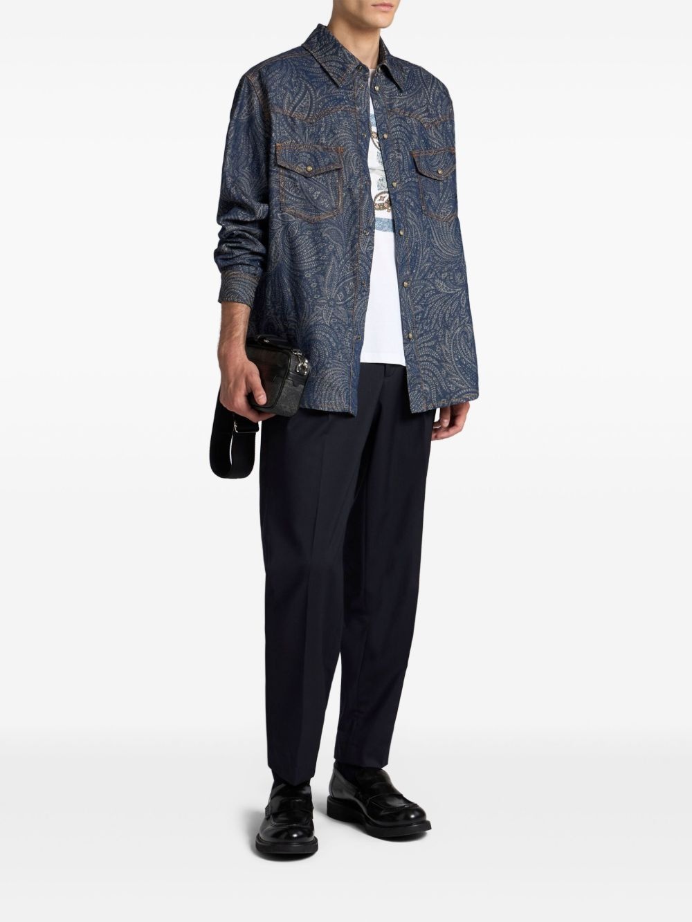 jacquard denim shirt jacket - 2