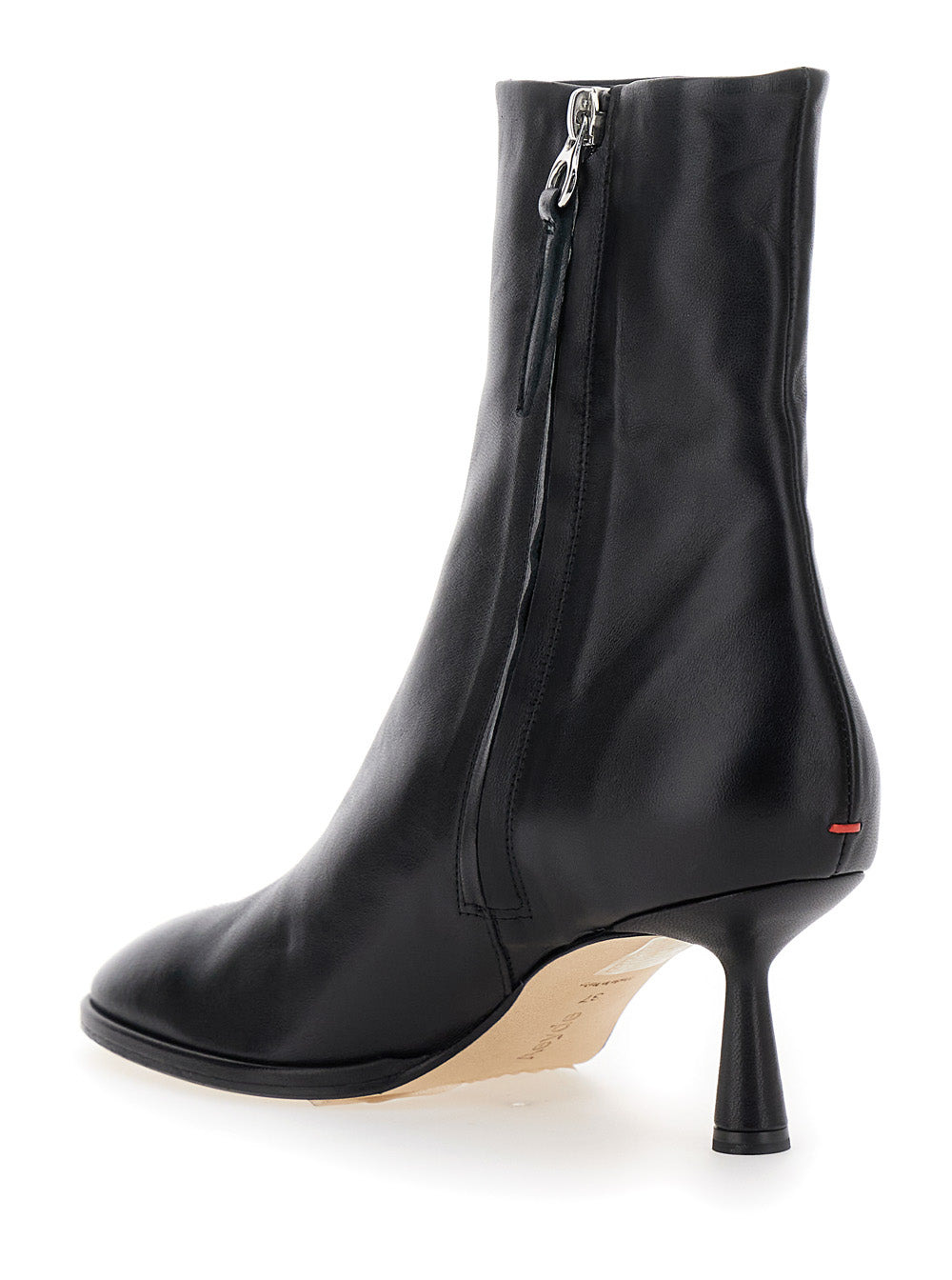 Aeyde Women Black Ankle Boots With Rounded Toe In Leather Woman - 3