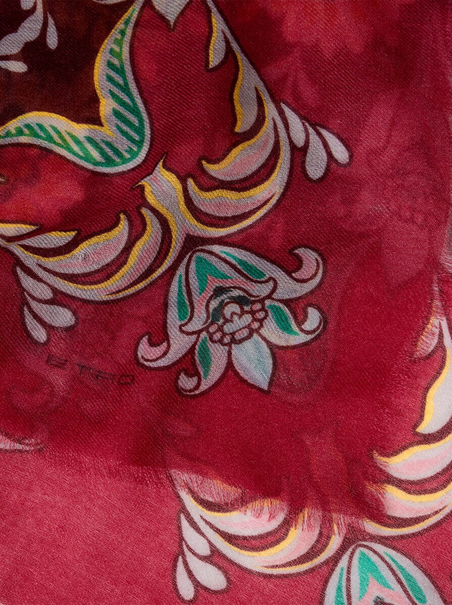 CASHMERE-BLEND SHAWL WITH DAFFODIL MOTIF - 3