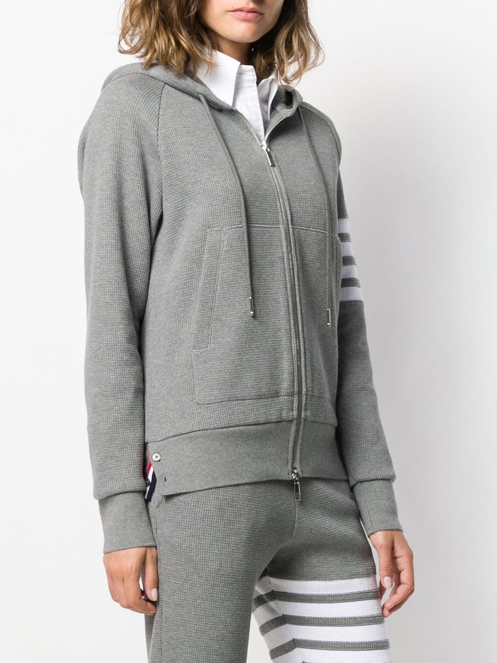 4-Bar waffle stitch zip-up hoodie - 3