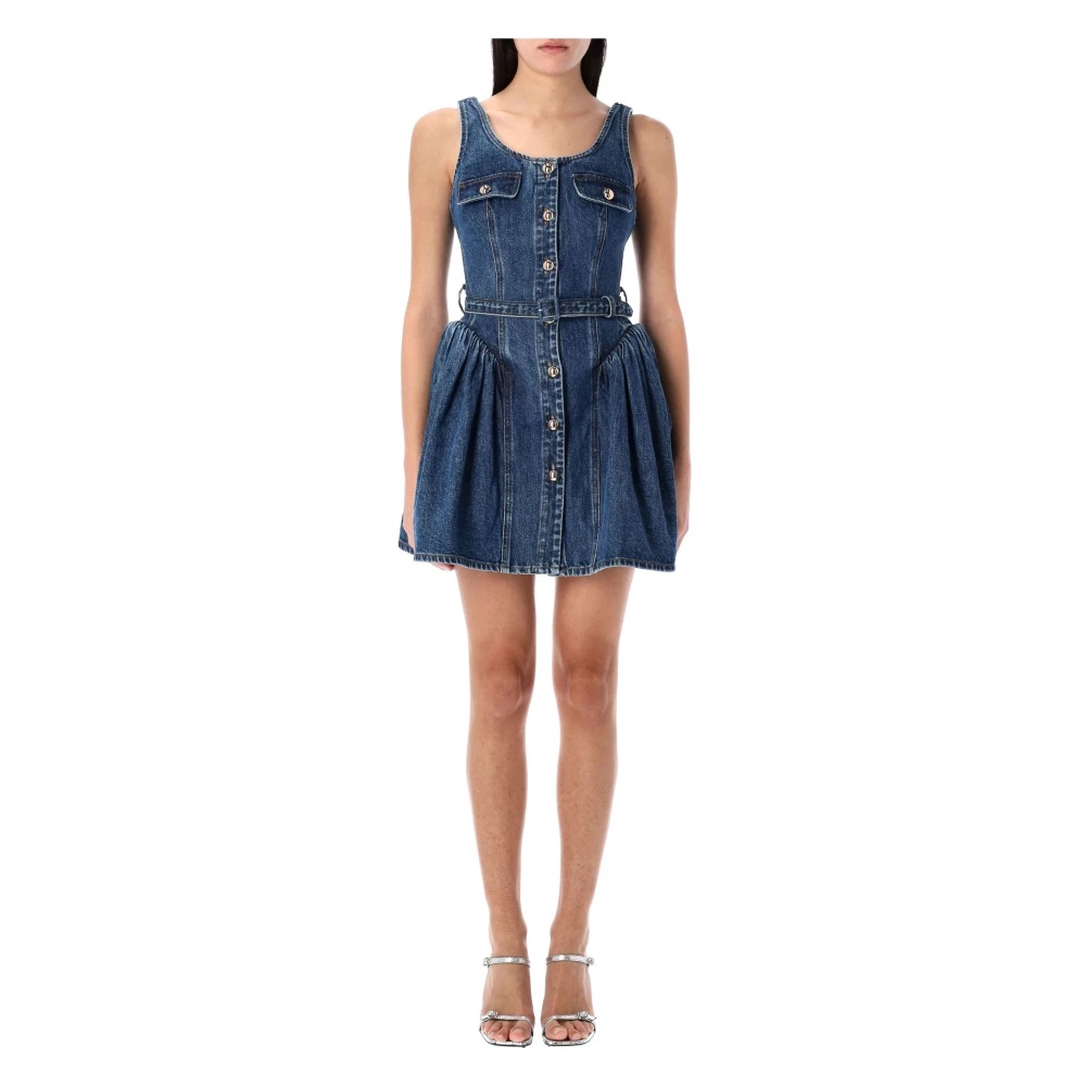 self-portrait BLUE FLARED DENIM MINI DRESS | miinto | REVERSIBLE