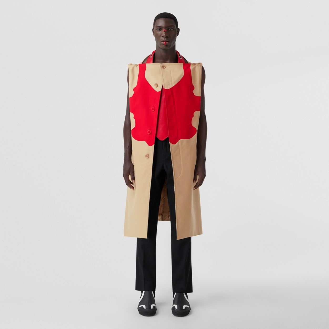 Reconstructed Print Cotton Boat-neck Car Coat - 2