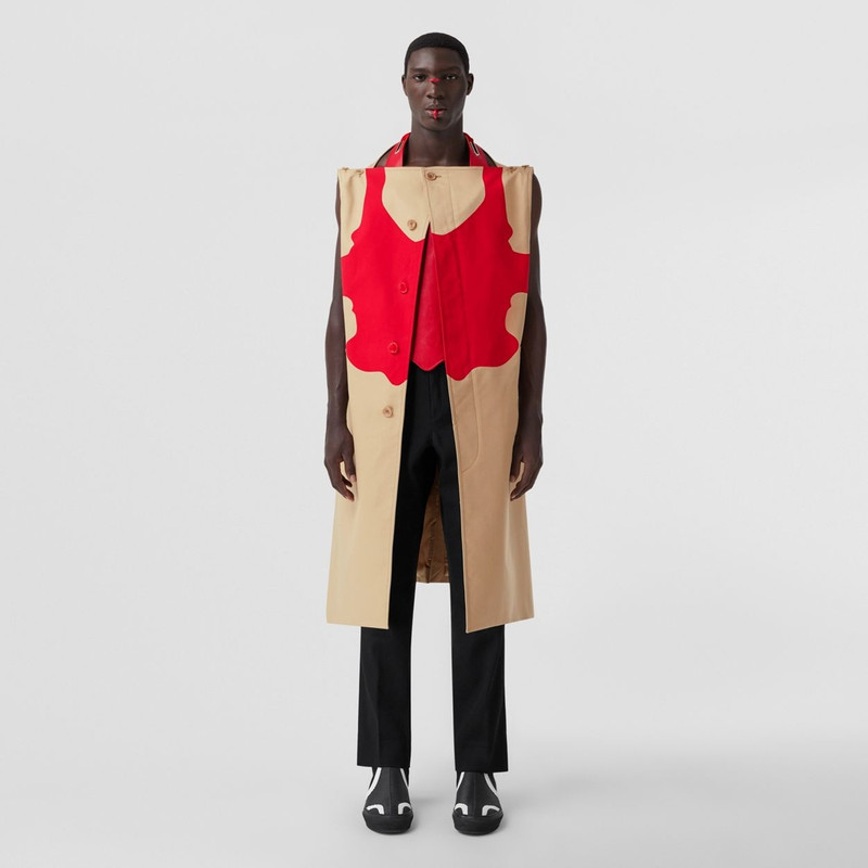 Burberry Reconstructed Print Cotton Boat-neck Car Coat outlook