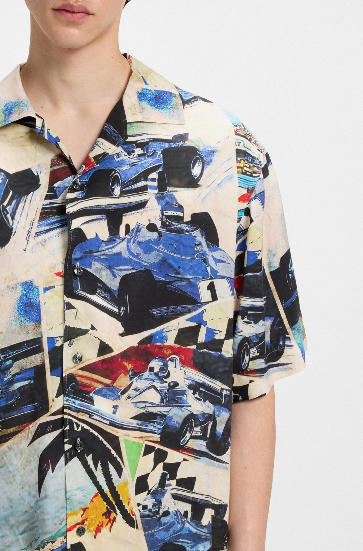OVERSIZE-FIT SHIRT WITH VINTAGE RACING PRINT - 6