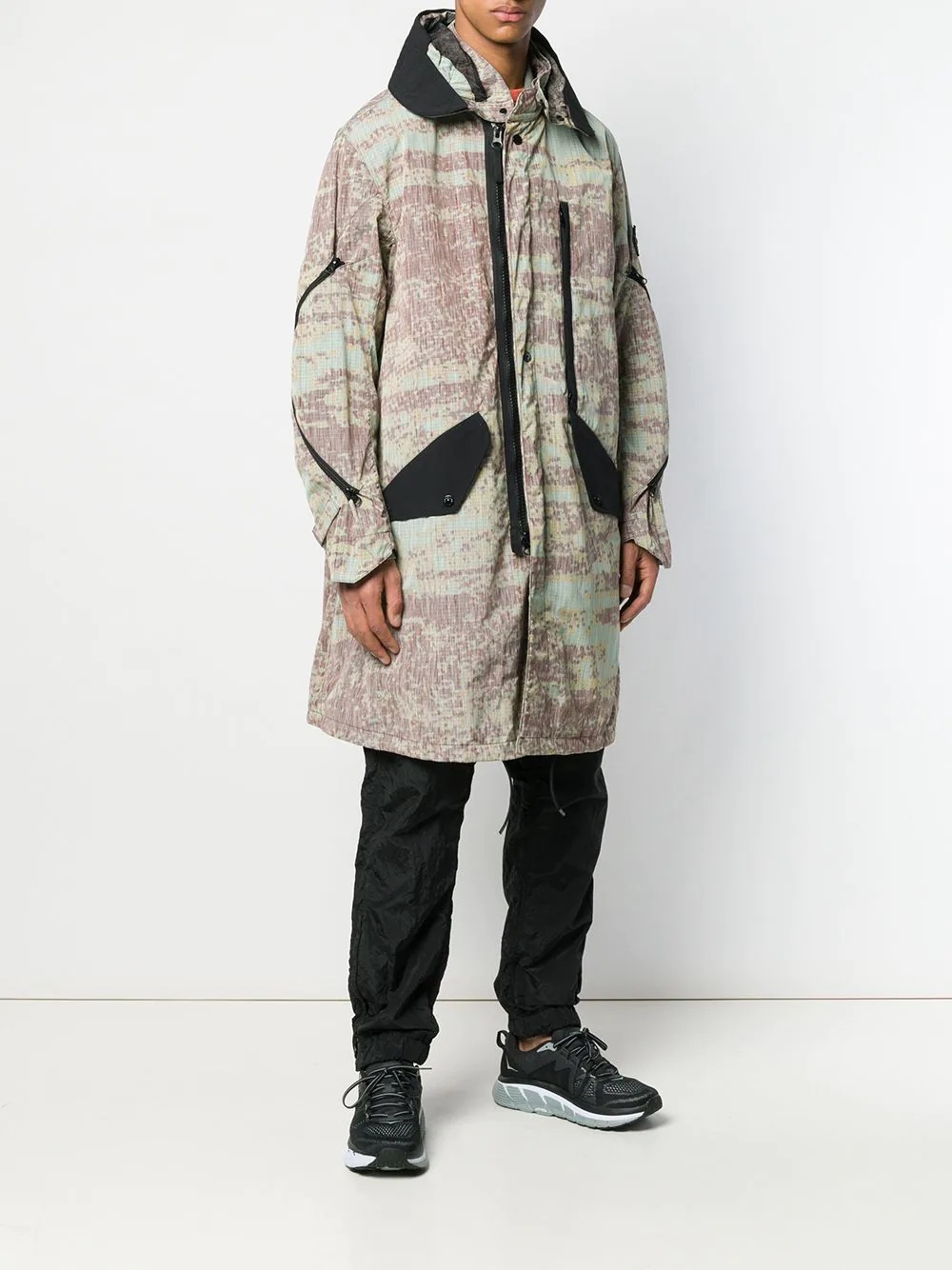 printed hooded parka coat - 3