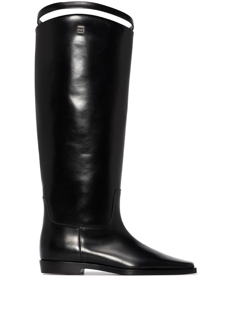 square-toe strap riding boots - 1