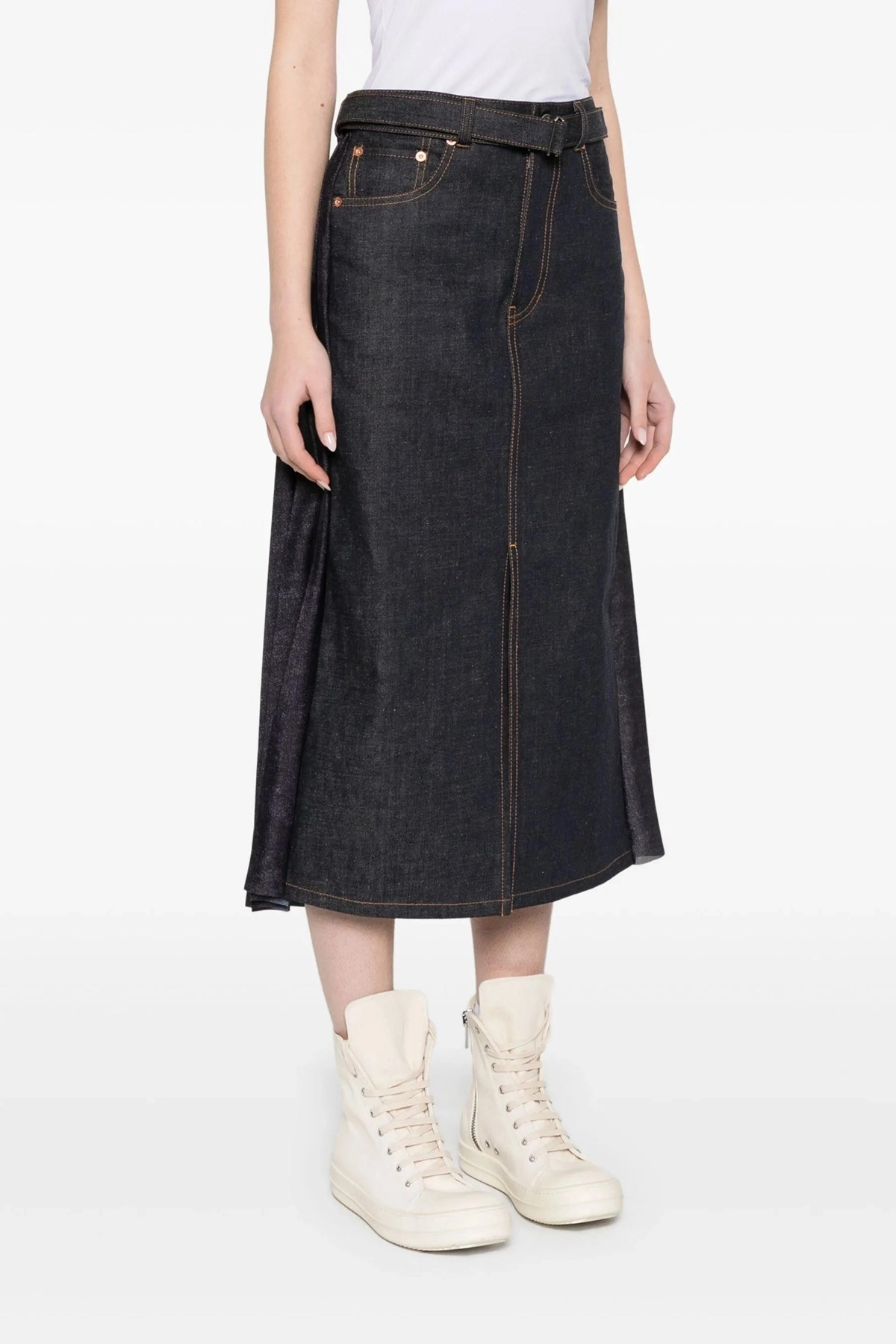 Pleated denim skirt - 2