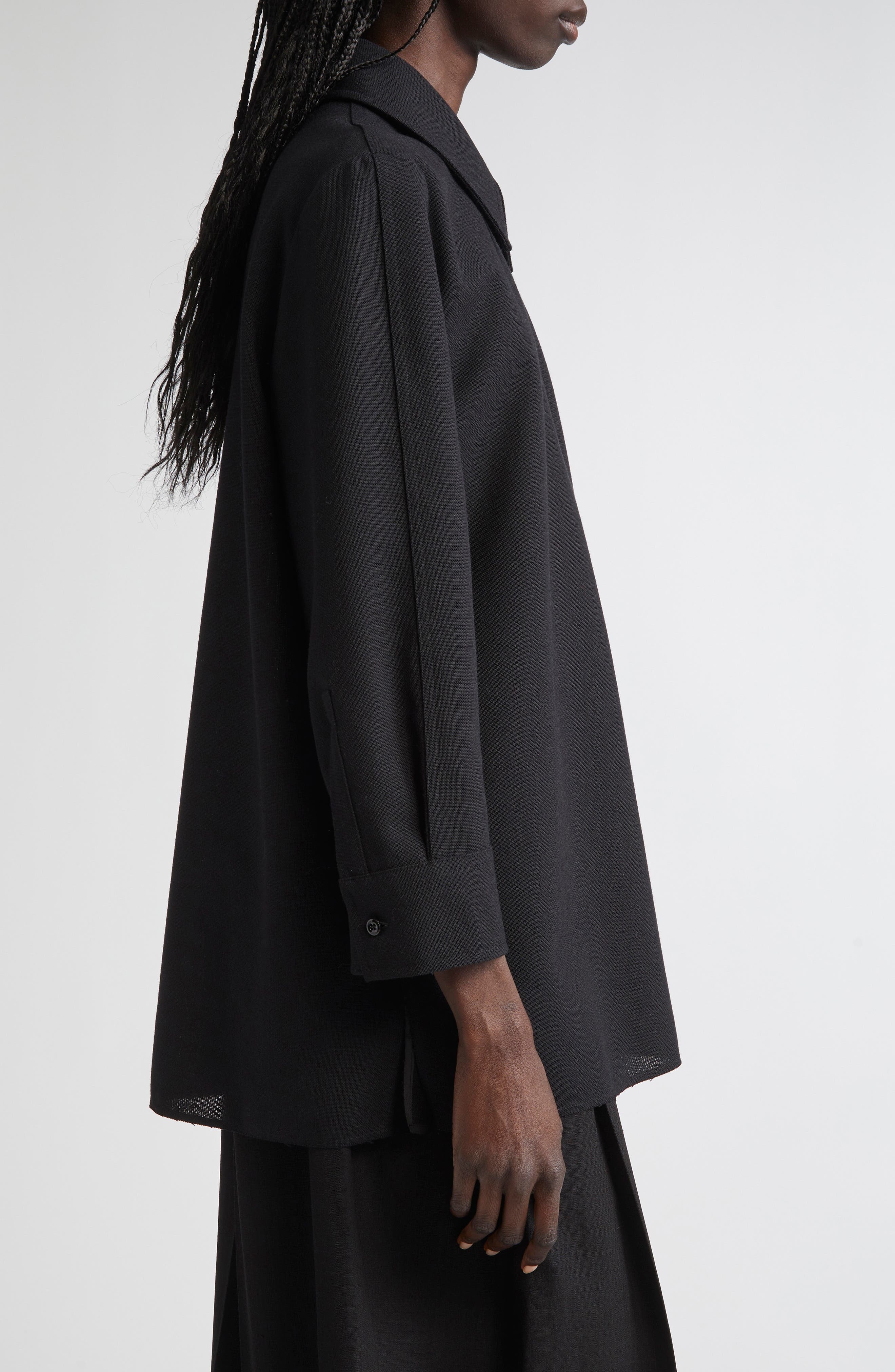 Jil Sander Wool Long Sleeve Top in Black at Nordstrom - 4