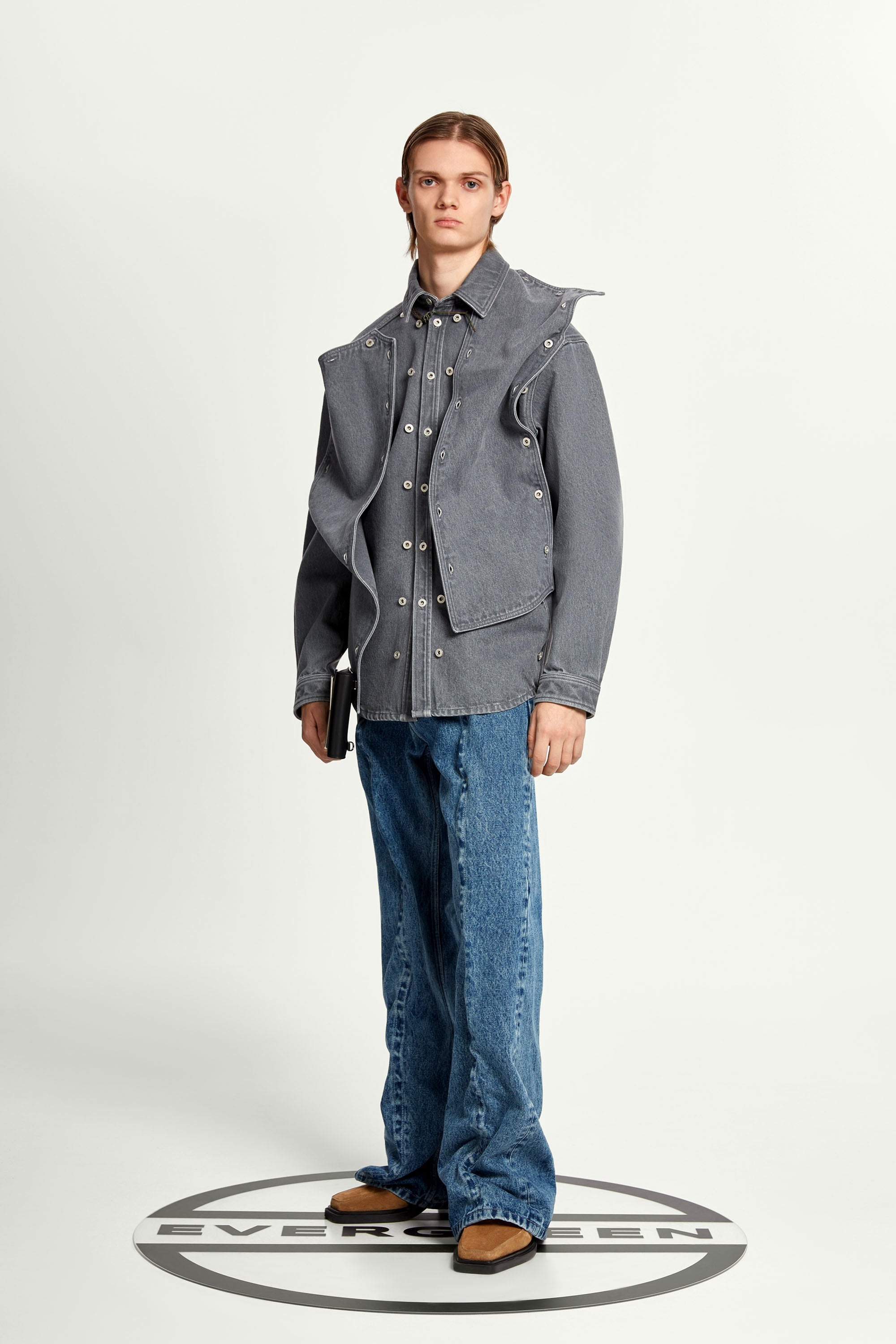 Classic Button Panel Denim Shirt - 6