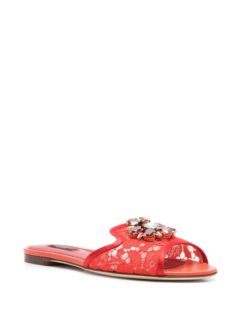 Dolce & Gabbana brooch-detail lace slides outlook