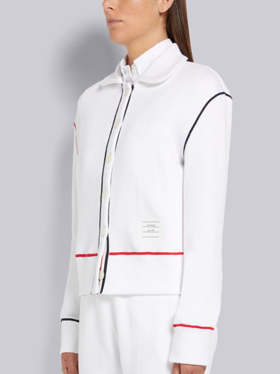 Thom Browne White Mesh Back Cotton Rib Contrast Cover Stitch Round Collar Jacket outlook