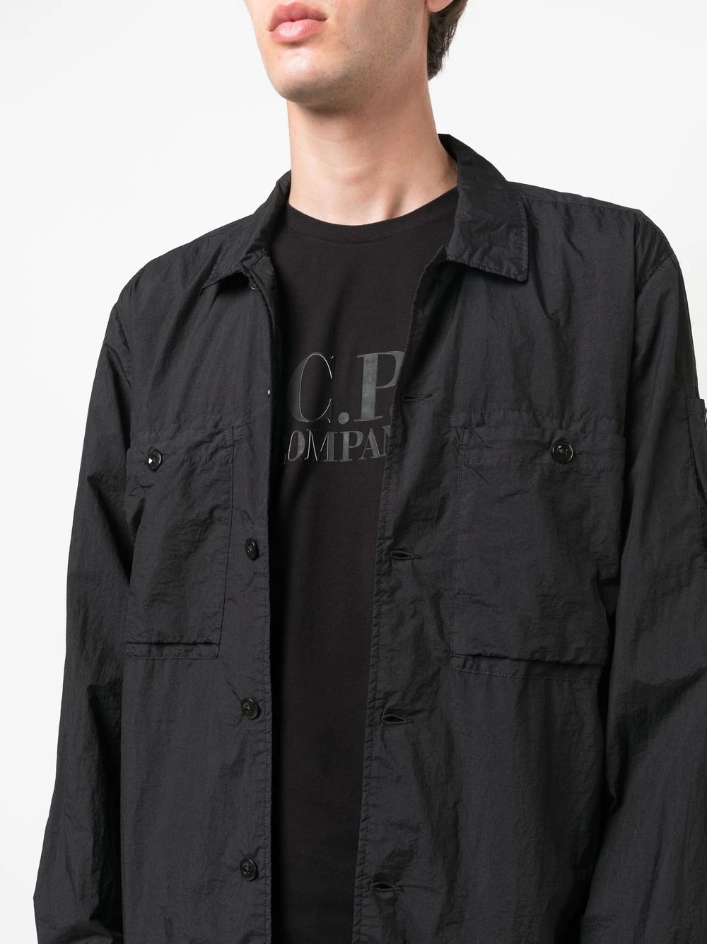 Lens-detail lightweight shirt jacket - 5