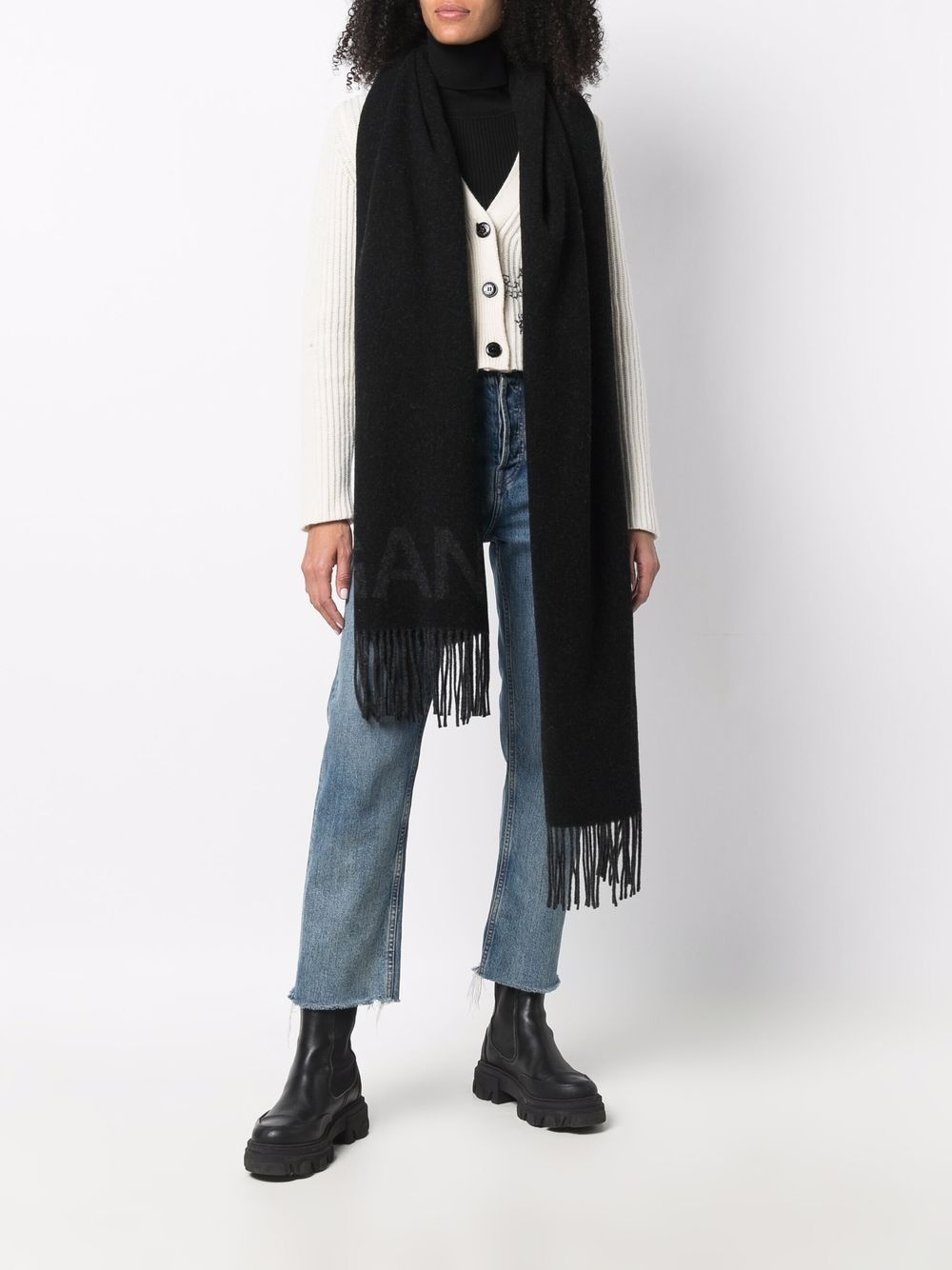 recycled wool-blend fringe scarf - 2