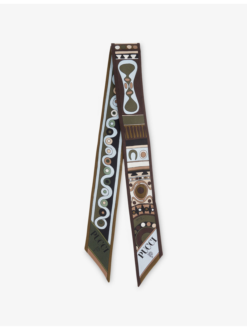 Branded Abstract-Print Silk Scarf 120cm 1