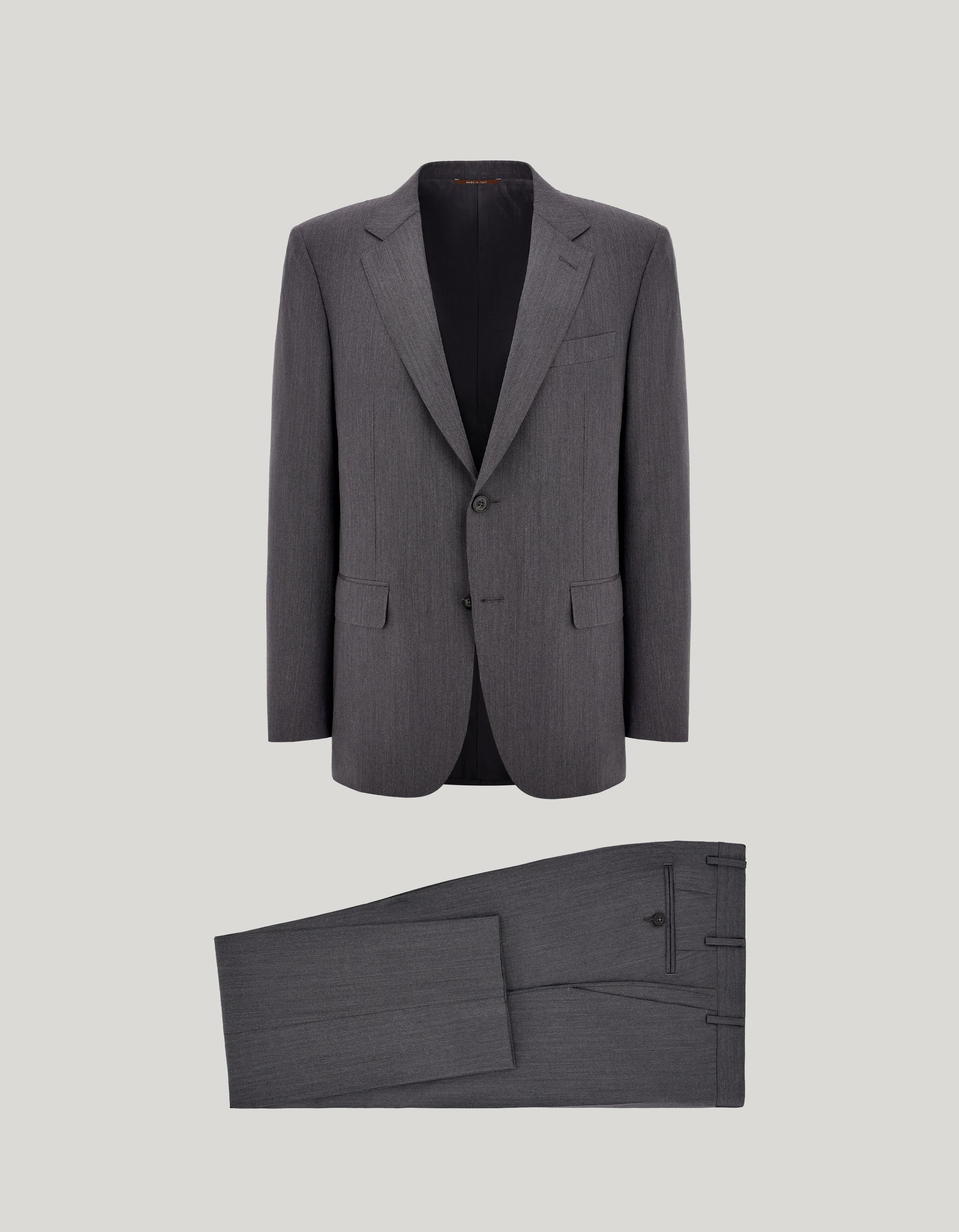GRAY 160’S WOOL HERRINGBONE SINGLE-BREASTED REGULAR-FIT SUIT - 1
