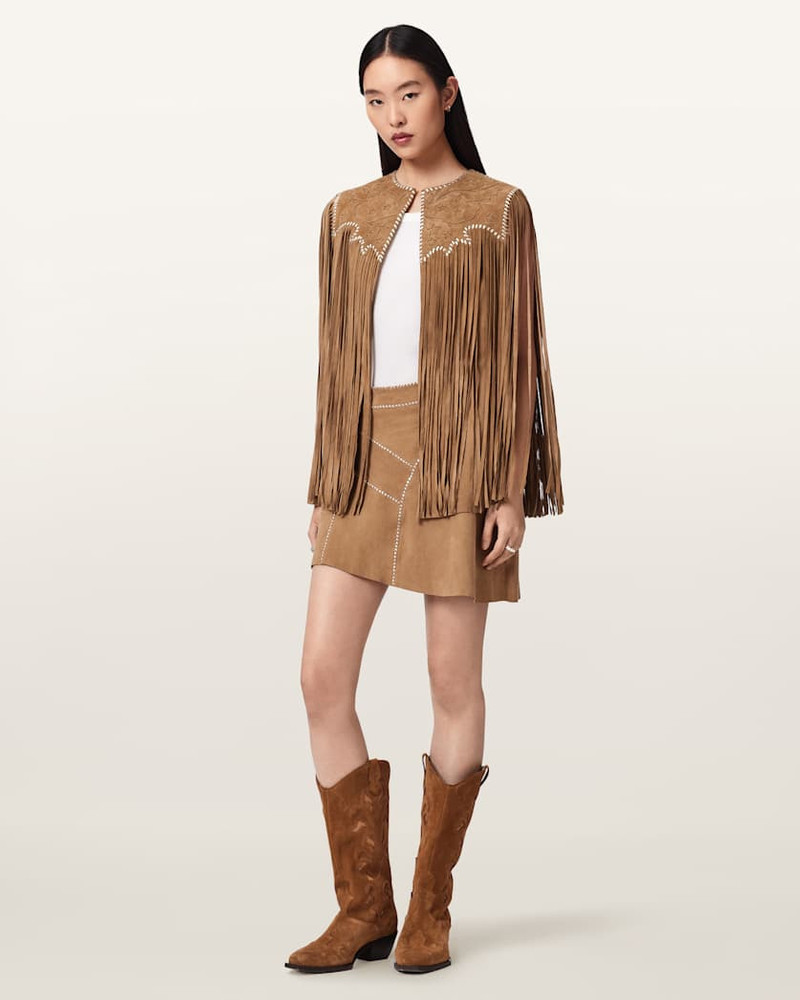 ALLSAINTS CARTER WHIPSTITCH SUEDE TASSEL GILET outlook