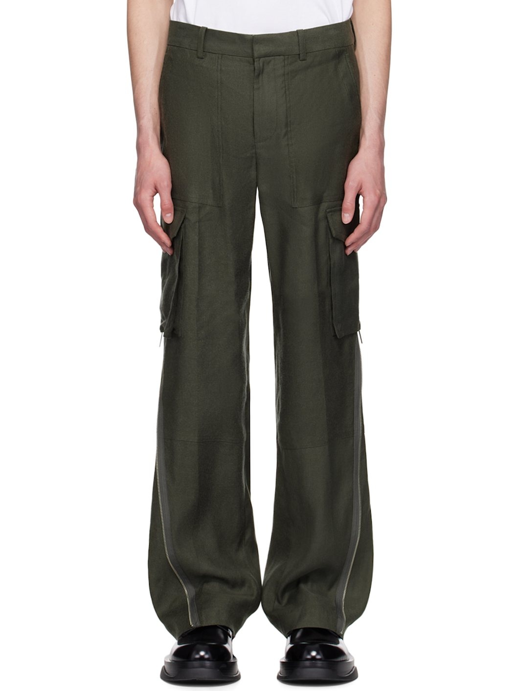 Khaki Expansion Panel Cargo Pants - 1