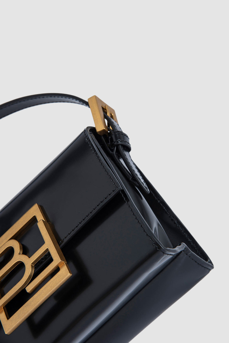 Fran Black Semi Patent Leather Top-Handle Bag 4