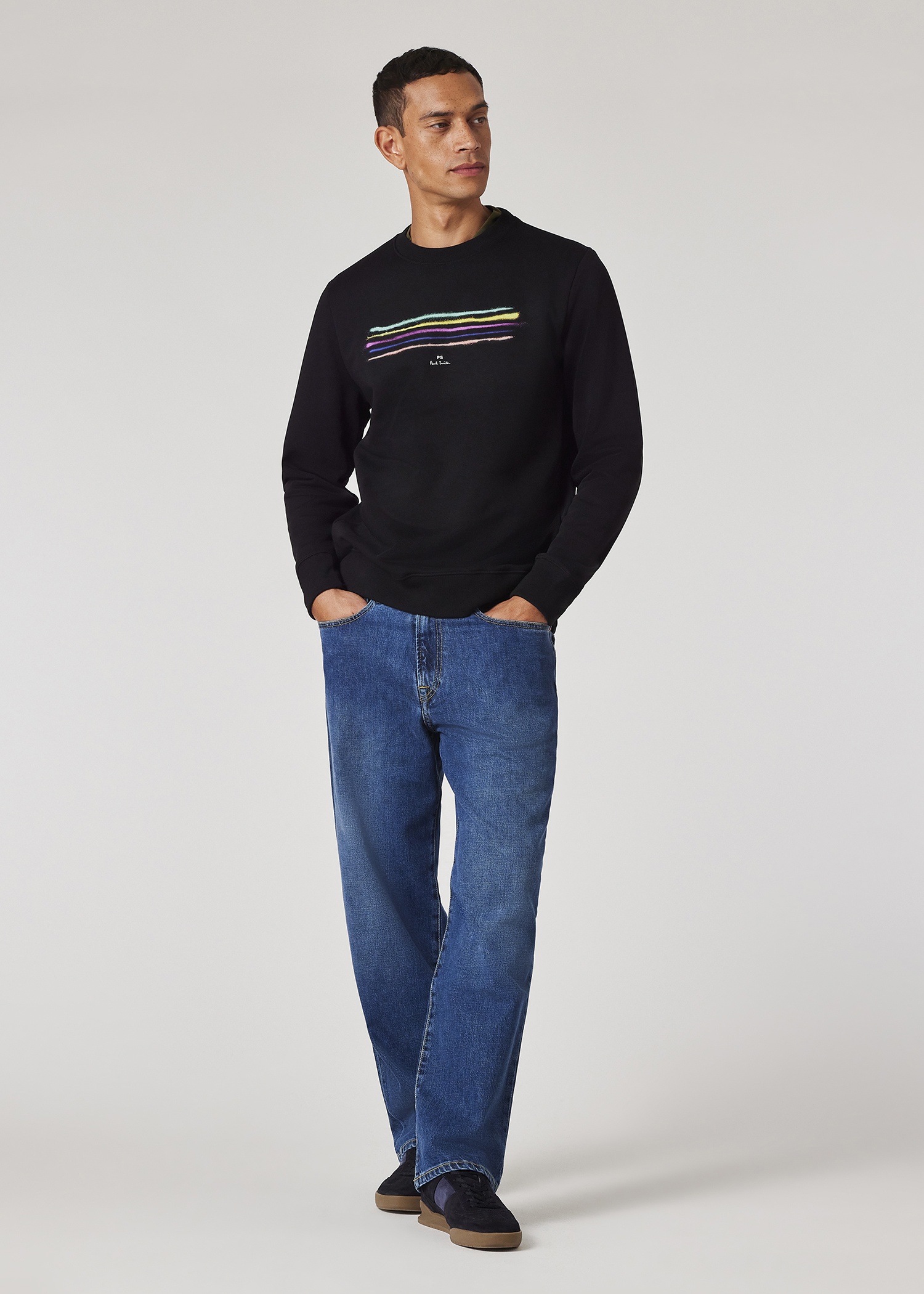 Black Stripe Print Sweatshirt - 4