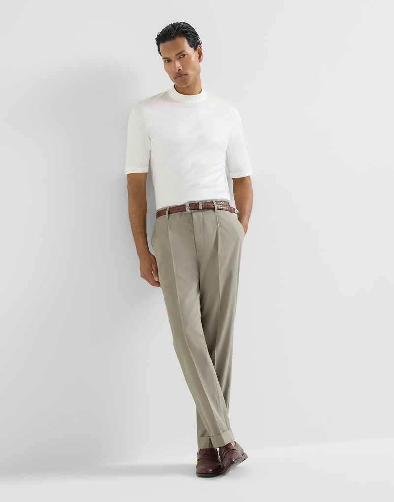 Cotton crêpe batavia trousers with pleat 5