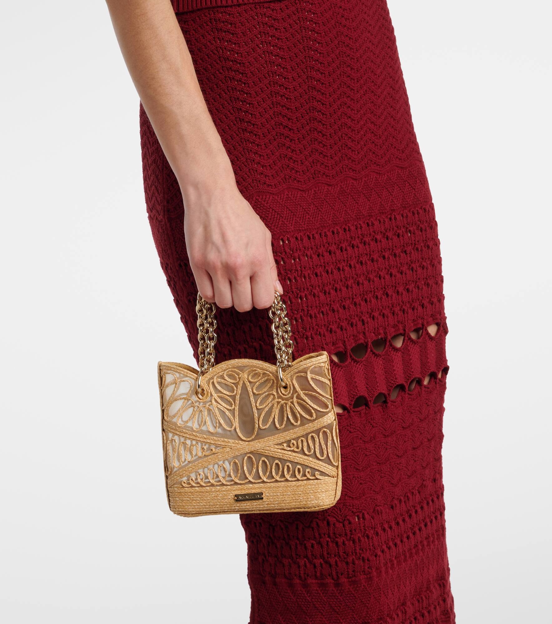 Kahlo Mini logo raffia tote bag - 2