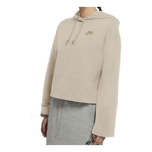 (WMNS) Nike Embroidered Logo Loose Casual Short Knit Hoodie Yellow CJ3741-140 - 1