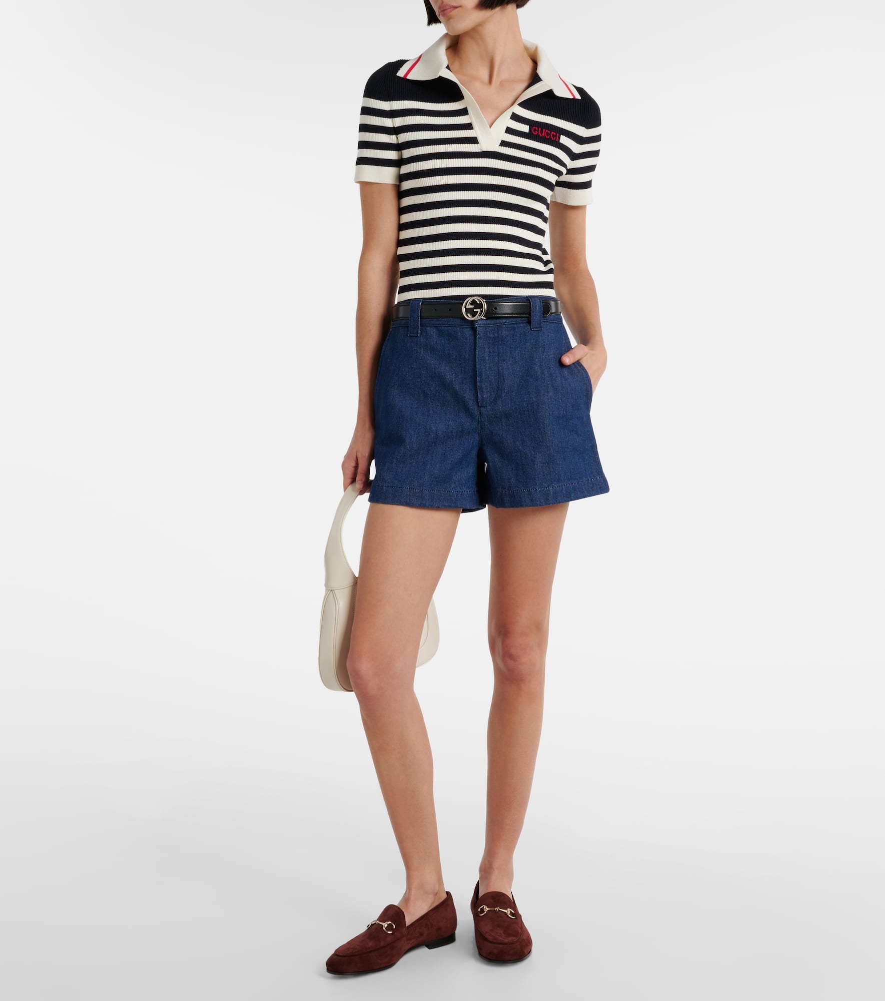Horsebit denim shorts - 2
