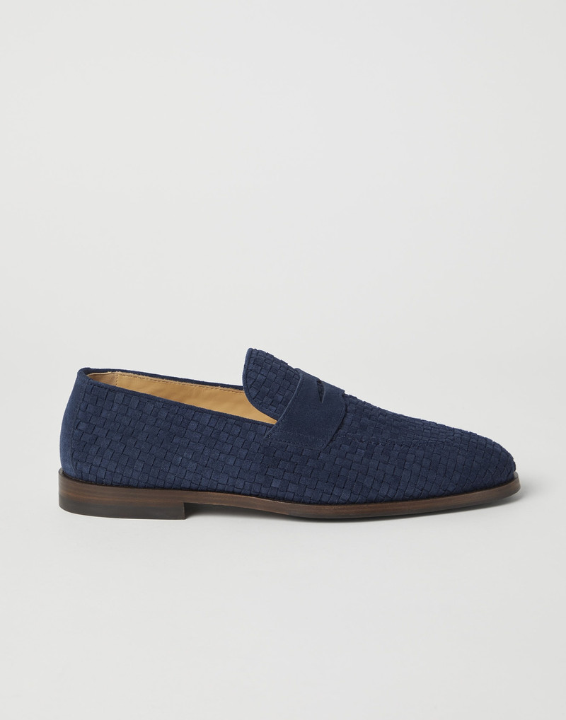 Woven suede penny loafers 5
