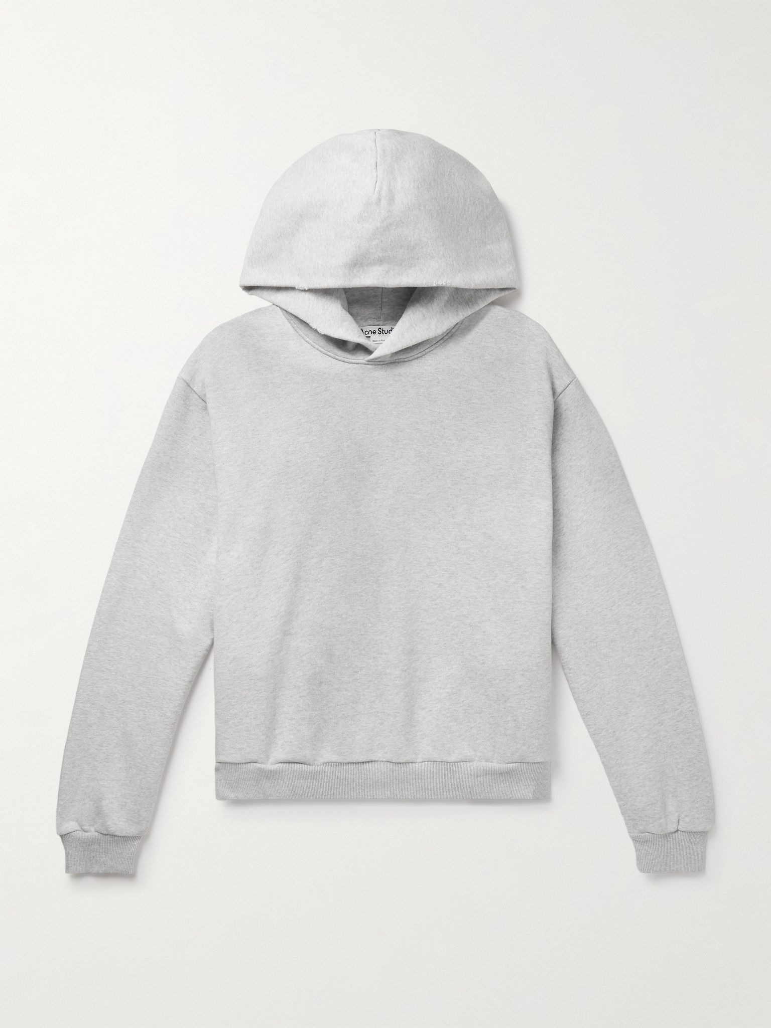Franziska Garment-Dyed Distressed Logo-Print Cotton-Blend Jersey Hoodie Gray - 1