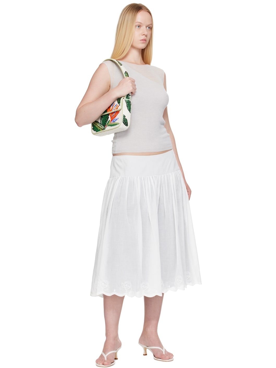 White & Green Tommy Beaded Bag - 4