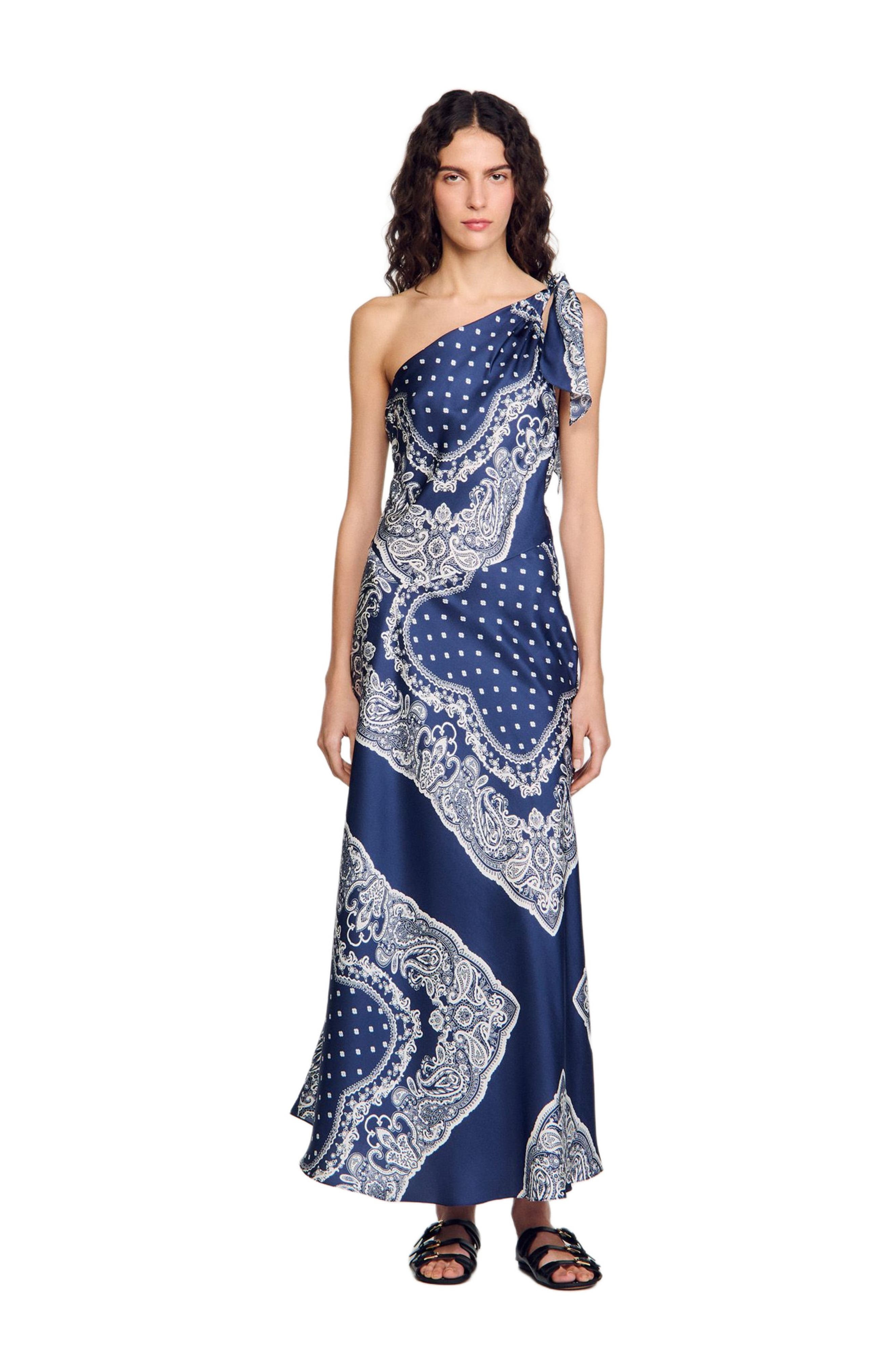 SANDRO Bandana-print maxi dress in Blu /White at Nordstrom - 3