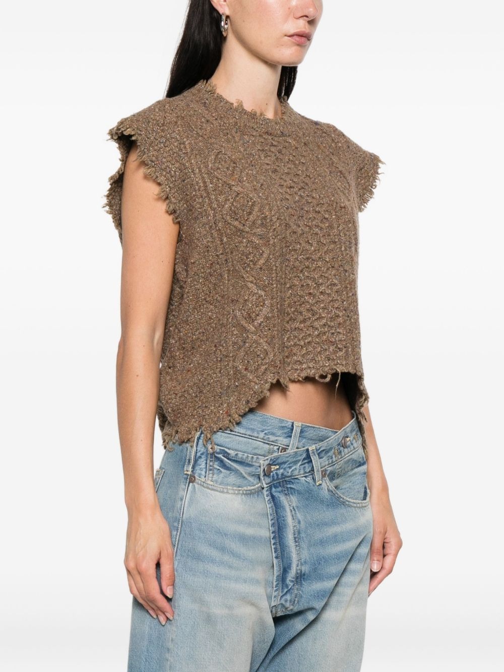 cable-knit frayed sweater - 3