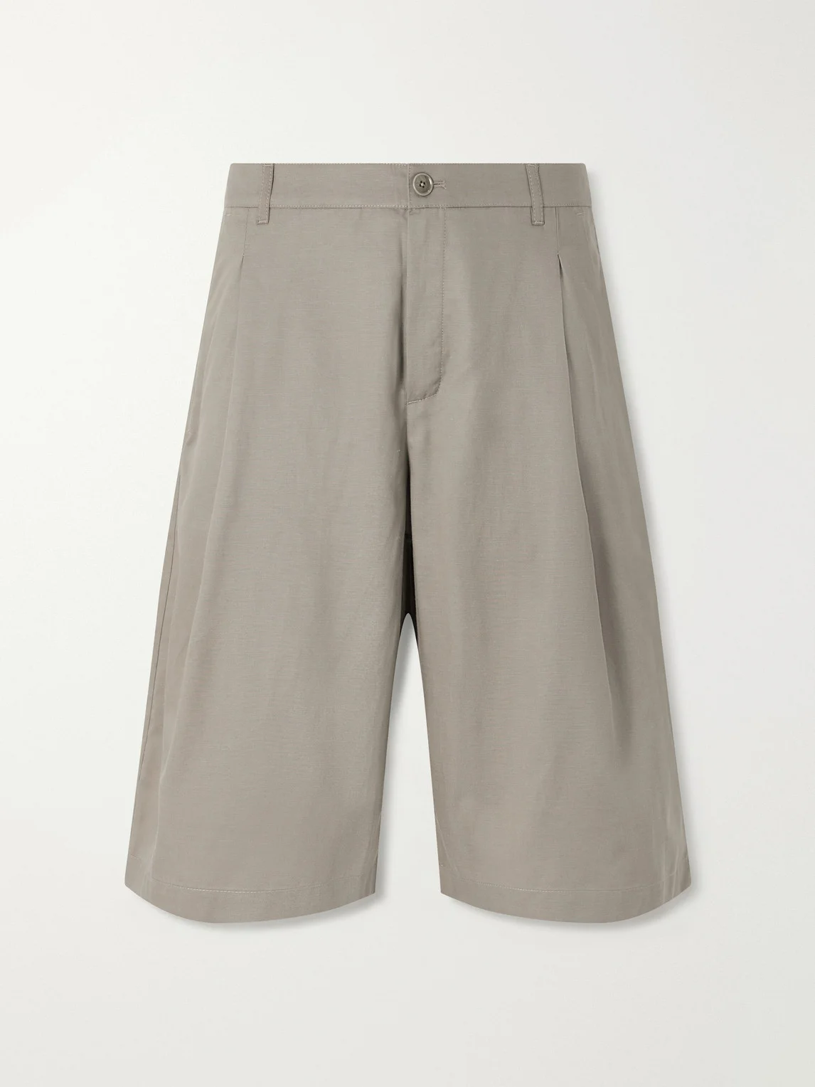 Juno Straight-Leg Pleated Lyocell, Cotton and Linen-Blend Shorts - 1