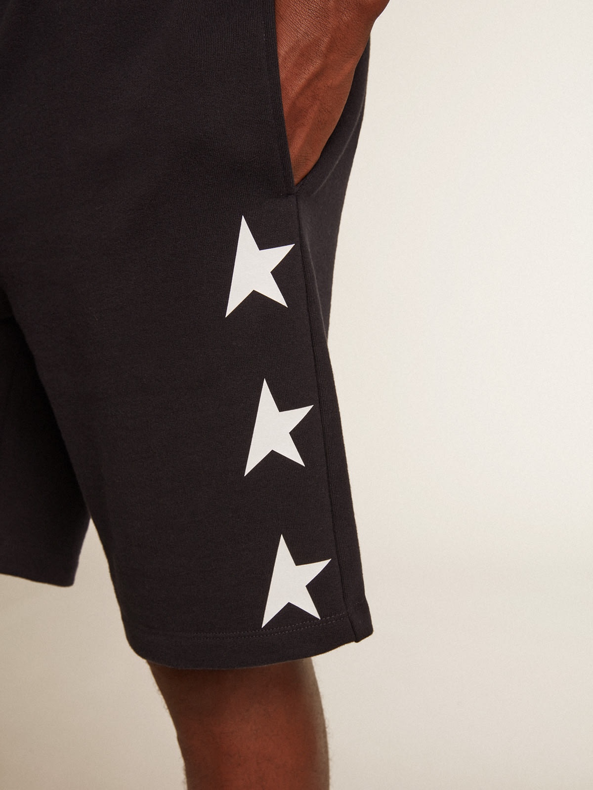 Men's black bermuda shorts with white stars - 5