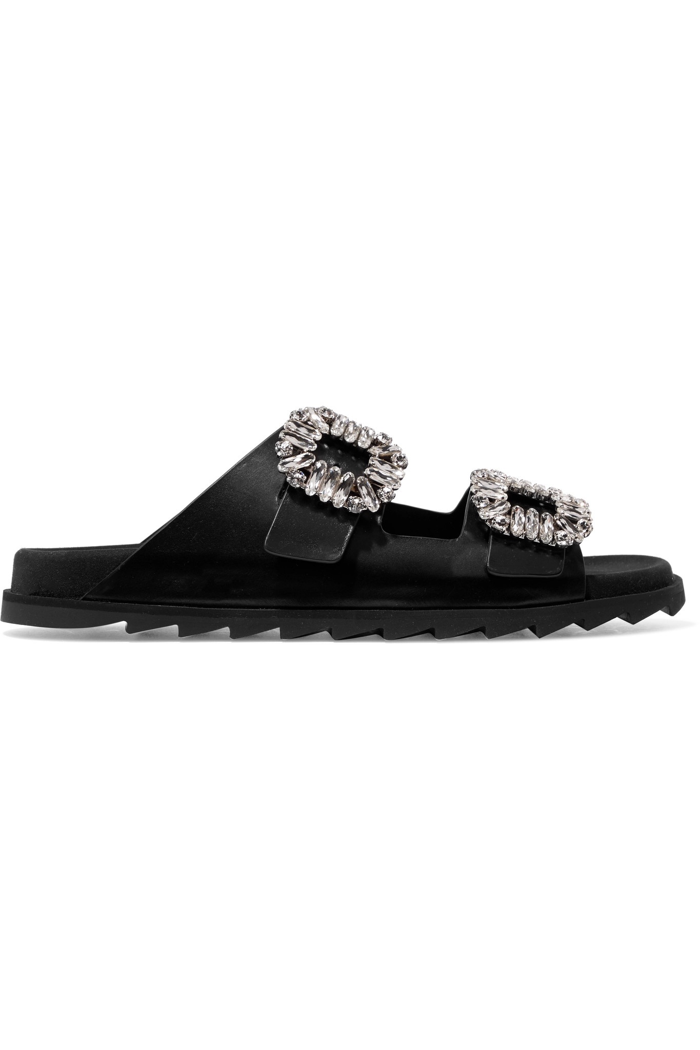 Slidy Viv crystal-embellished leather slides - 1