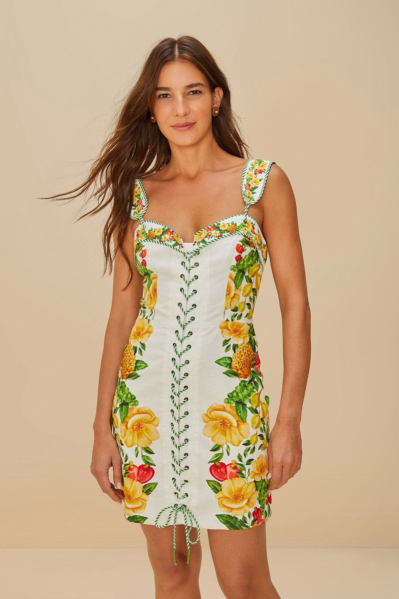 FARM RIO Off-White Picnic Flowers Lenzing™ Ecovero™ Euroflax™ Mini Dress outlook