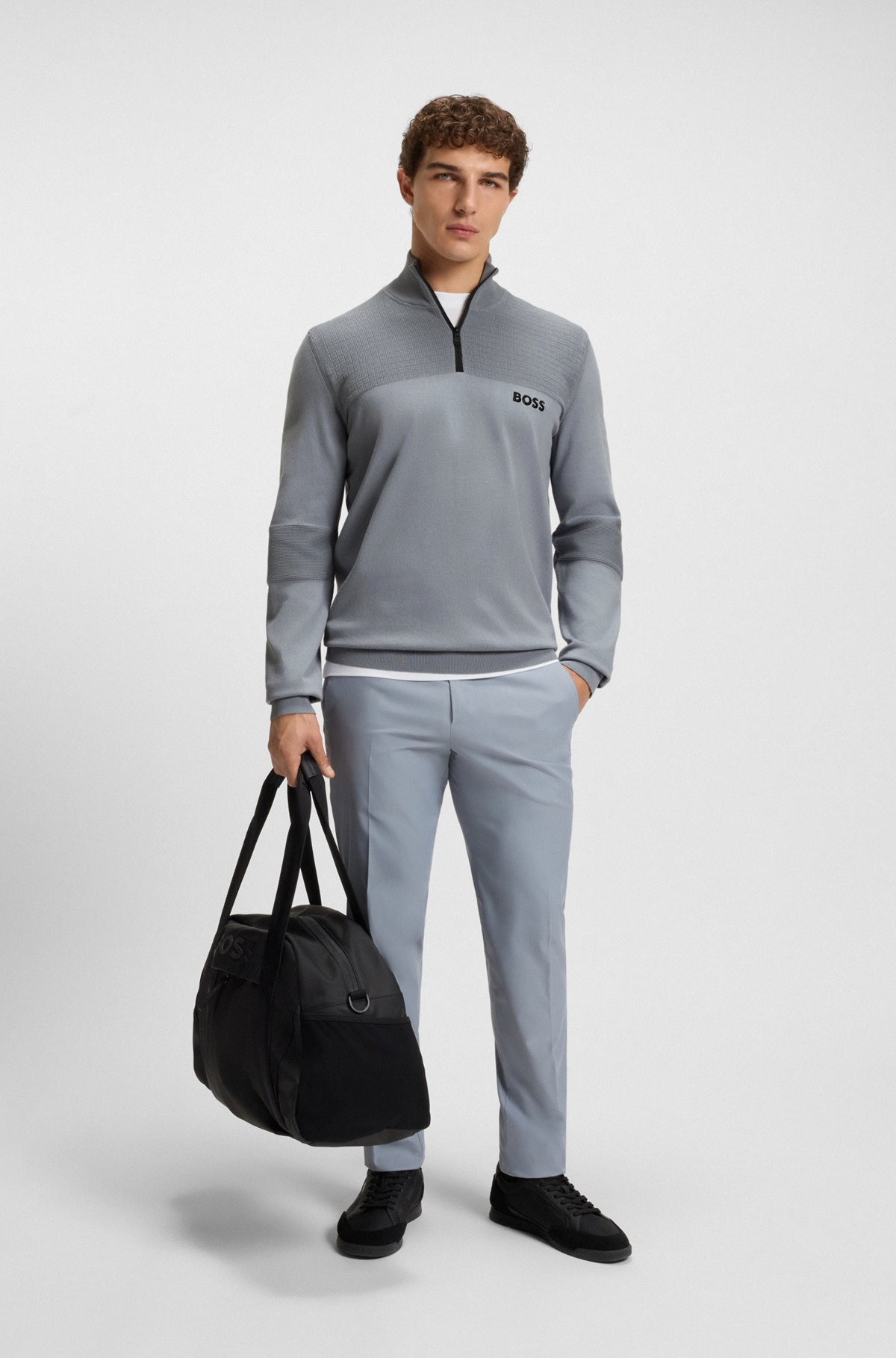WATER-REPELLENT COTTON SWEATER WITH ZIP NECK - 4