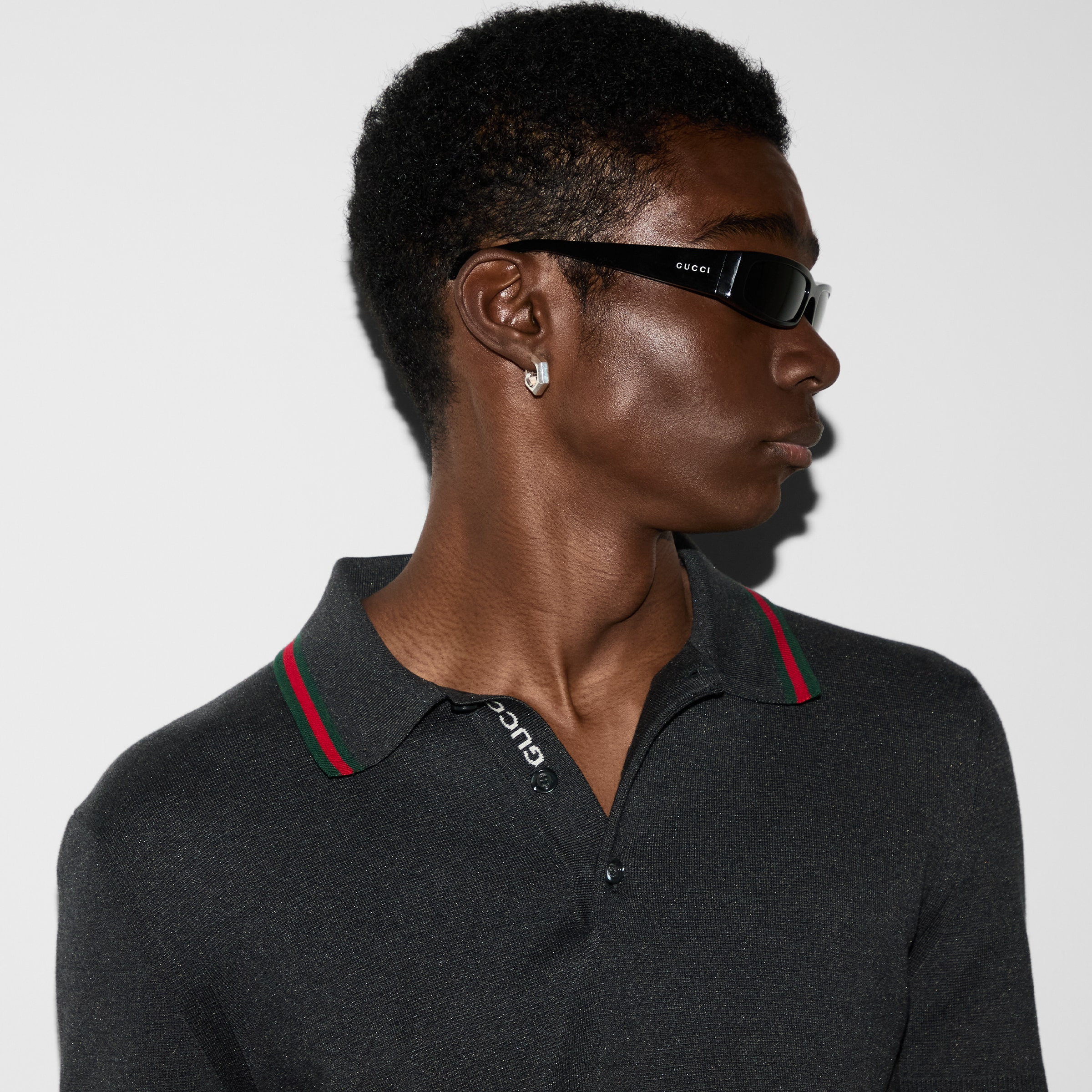 Silk cotton polo shirt with Web - 5