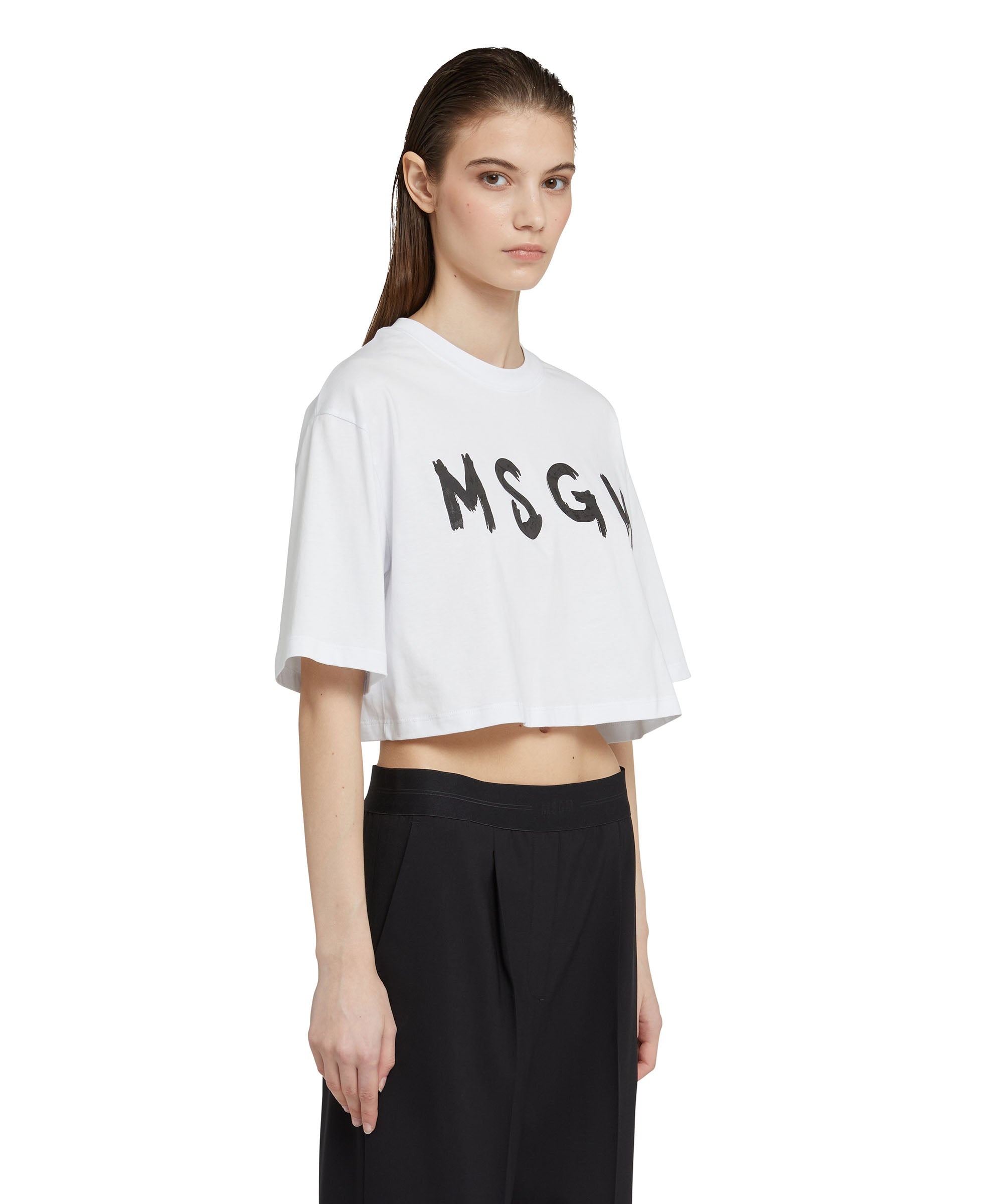 Crop T-Shirt  with brushstroke logo graphic - 4
