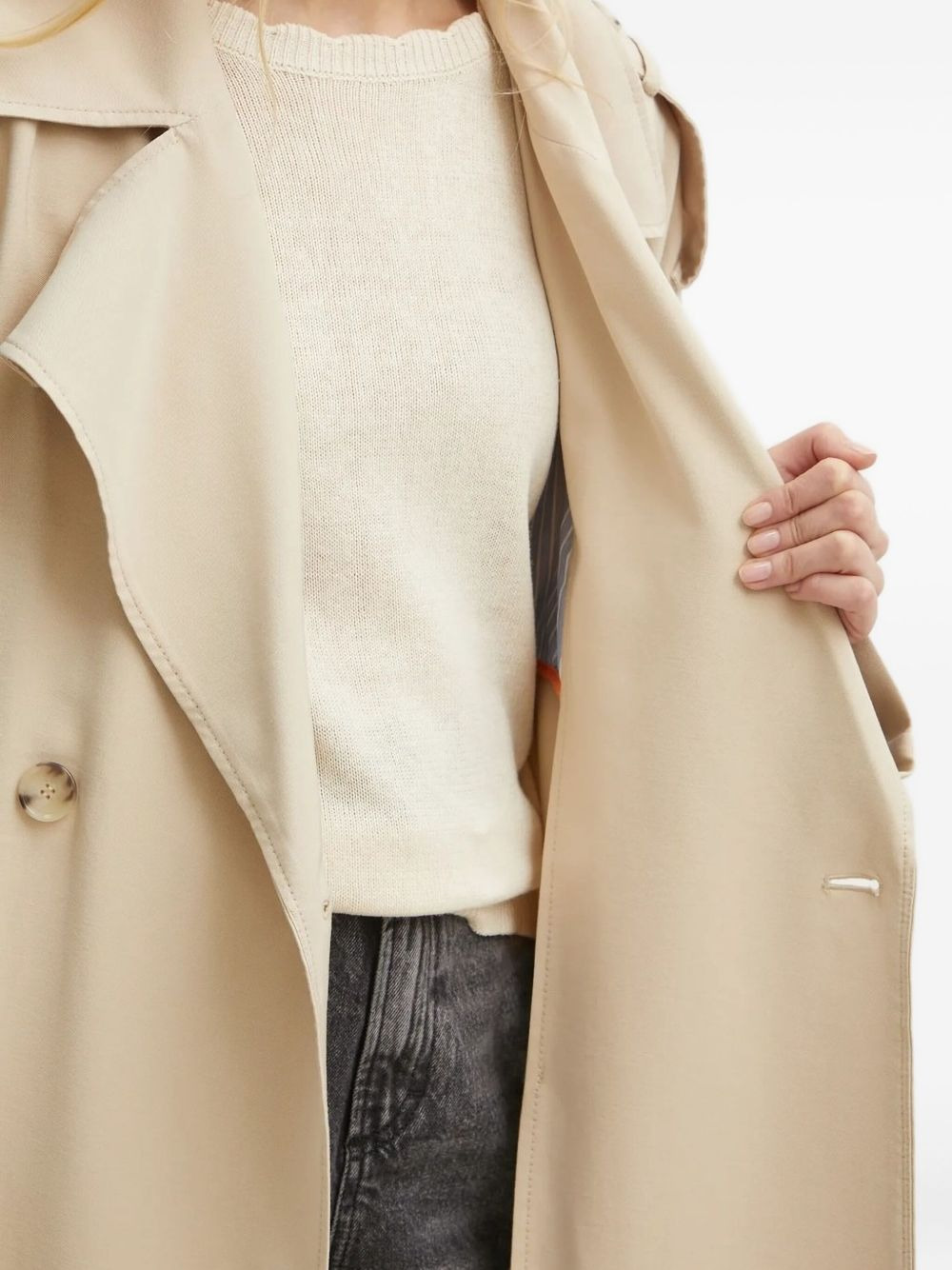 belted double-breasted trench coat - 5