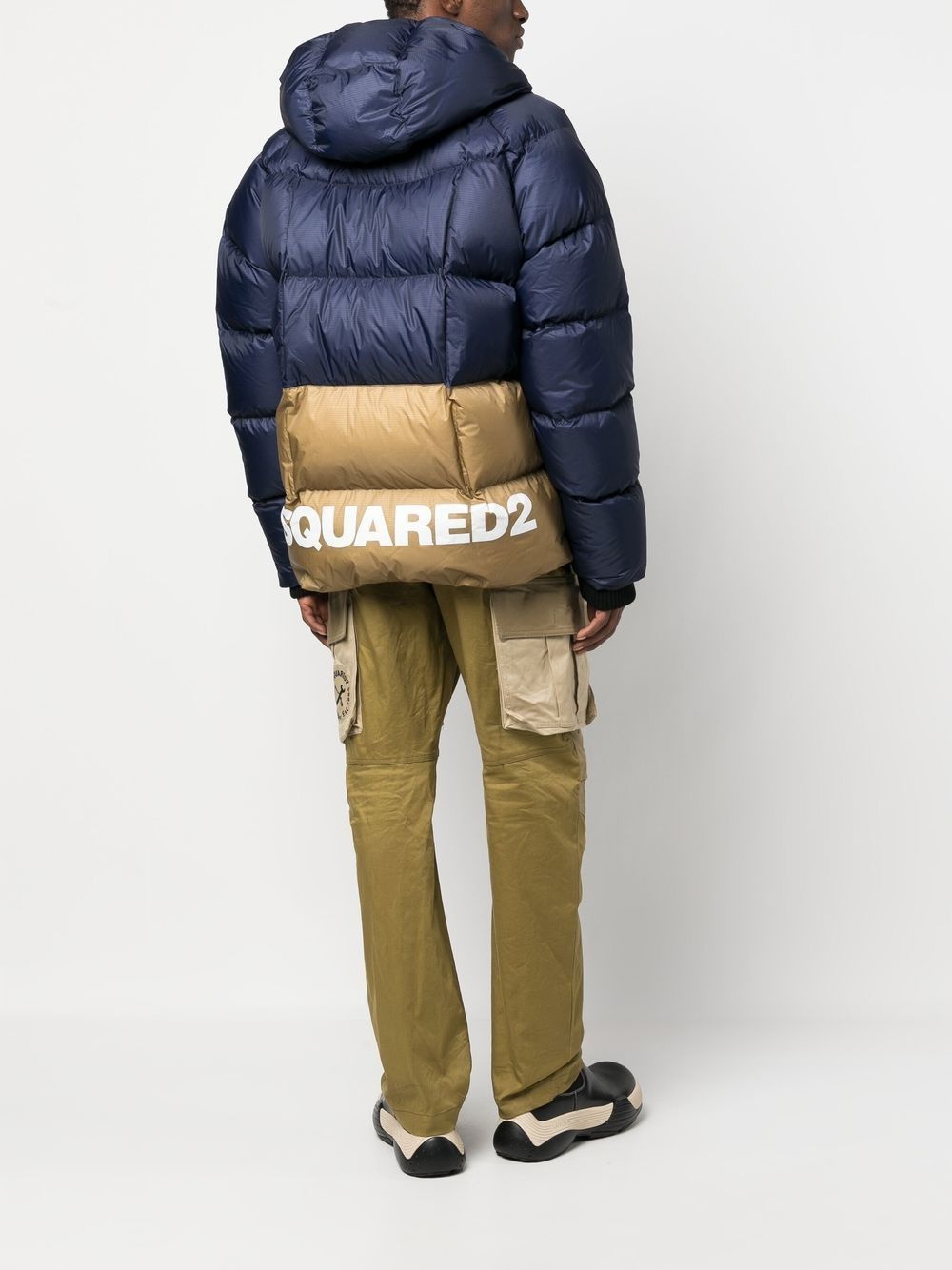 two-tone quilted down jacket - 2