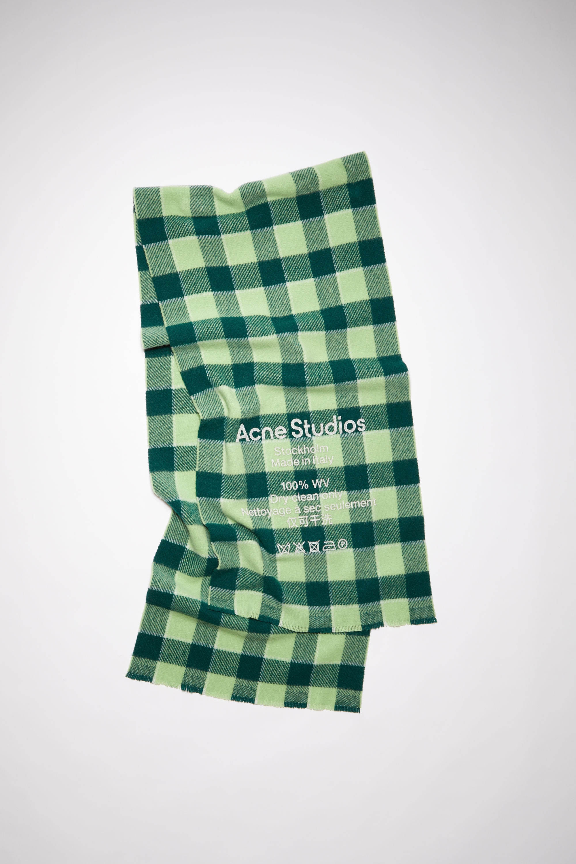 Check wool scarf - Forest green/light green - 1