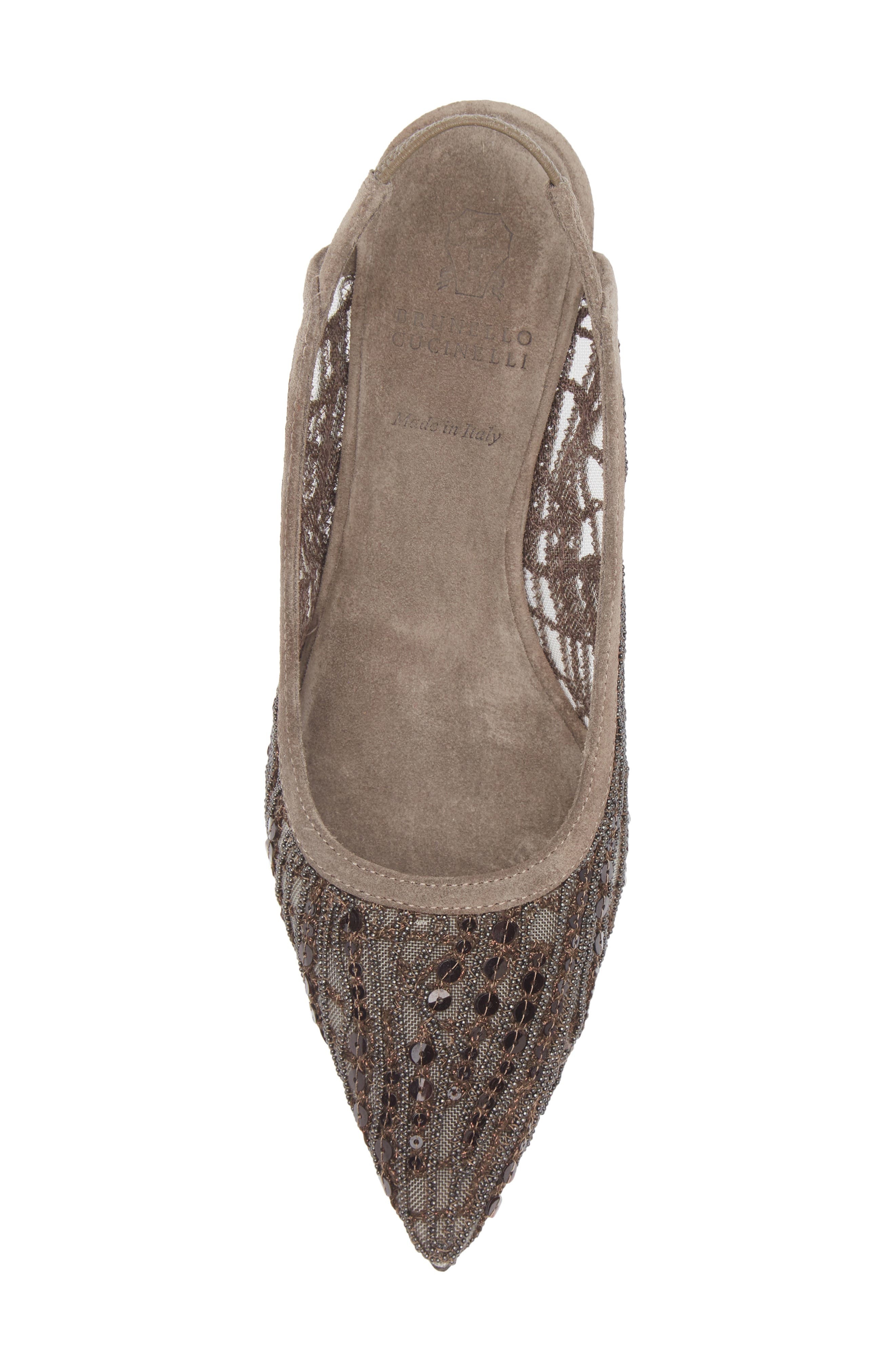 Brunello Cucinelli City Abstract Embroidery Slingback Pump in C3022 Chocolate at Nordstrom - 5