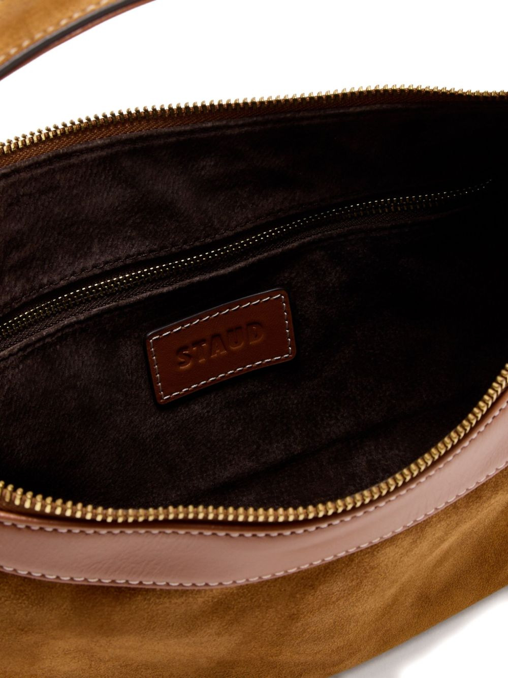 suede zip-top satchel - 4