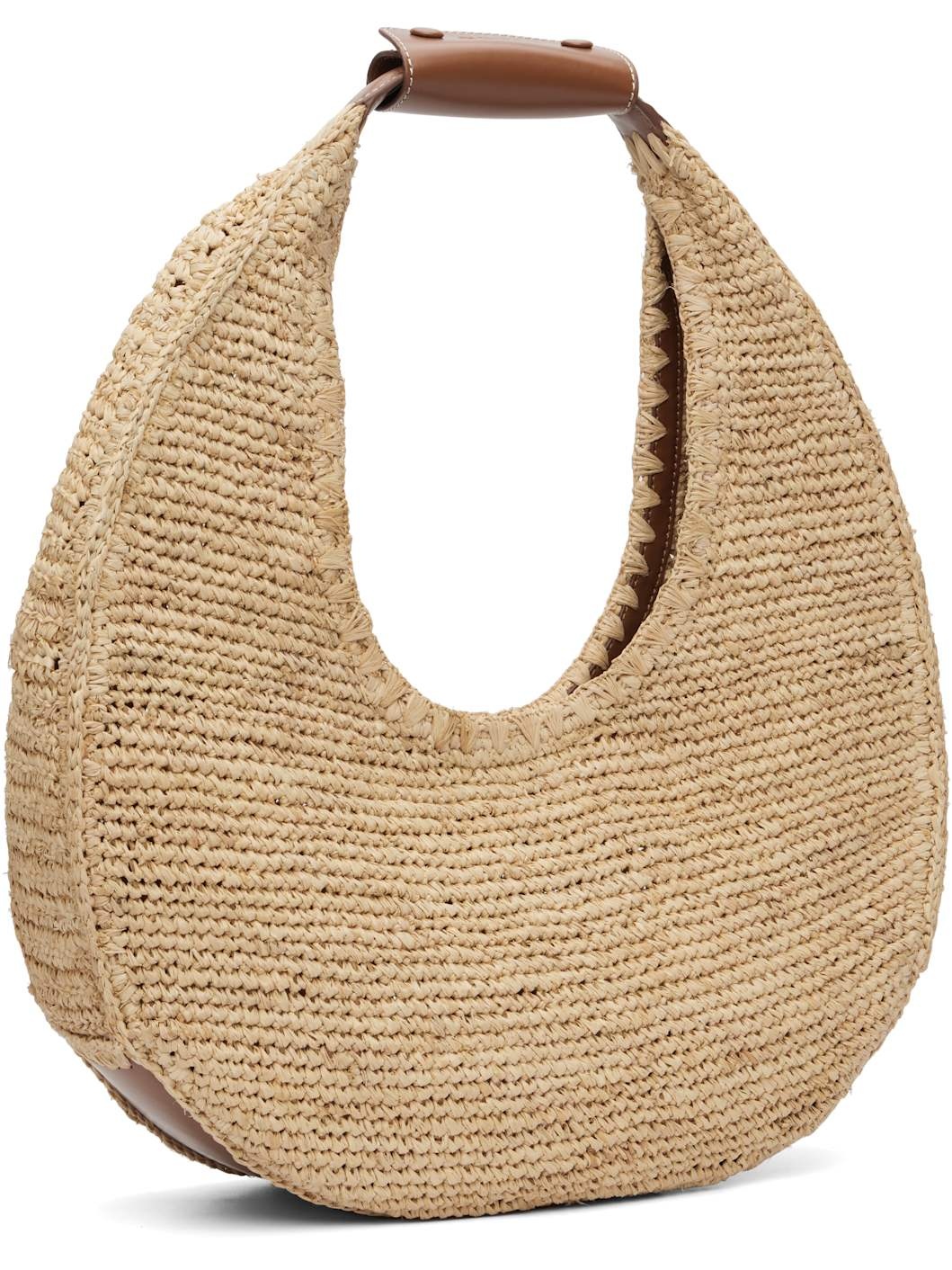 Tan Large Raffia Moon Tote - 2